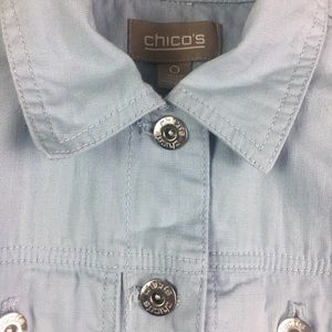 Chicos Jacket Light Blue Crop Casual Size 0